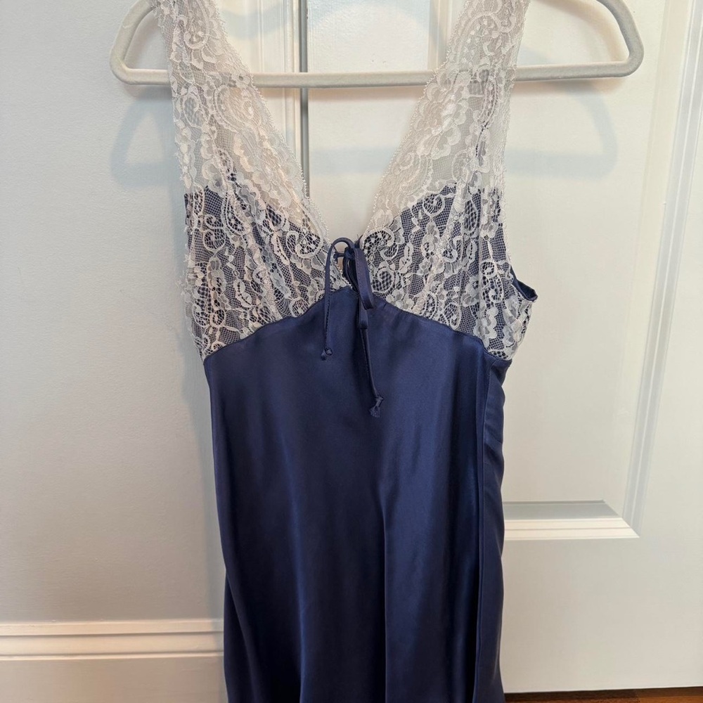 Lace Trim Navy Mini Dress